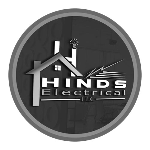 Logo for Hinds Electrical LLC, featuring a house outline, lightbulb, and electrical bolt on a circular background.