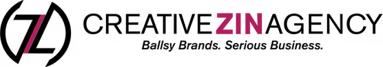 Creative Zin Agency logo with the tagline: "Ballsy Brands. Serious Business." in black and magenta text.