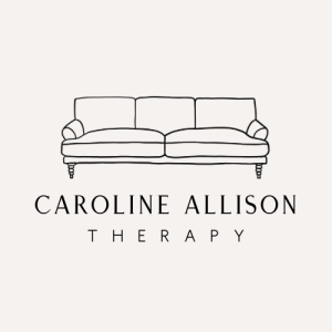 Line drawing of a sofa above the words "Caroline Allison Therapy" on a light background.