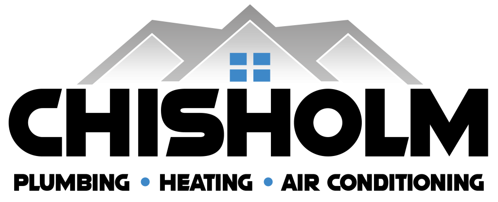 Chisholm logo with roof and windows graphic, reads "Plumbing • Heating • Air Conditioning" underneath.