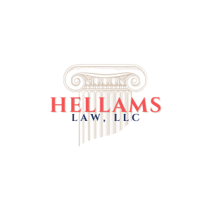 Logo with "HELLAMS LAW, LLC" over an Ionic column illustration on a white background.