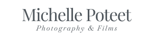Logo with the text "Michelle Poteet Photography & Films" in elegant gray lettering on a light background.