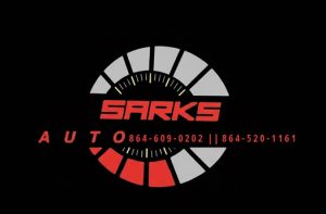 Logo for Sarks Auto with a speedometer graphic and phone numbers 864-609-0202 and 864-520-1161.
