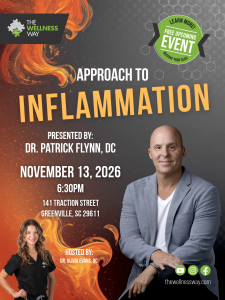 Event flyer: Approach to Inflammation presented by Dr. Patrick Flynn and Dr. Olivia Evans on November 13, 2026.